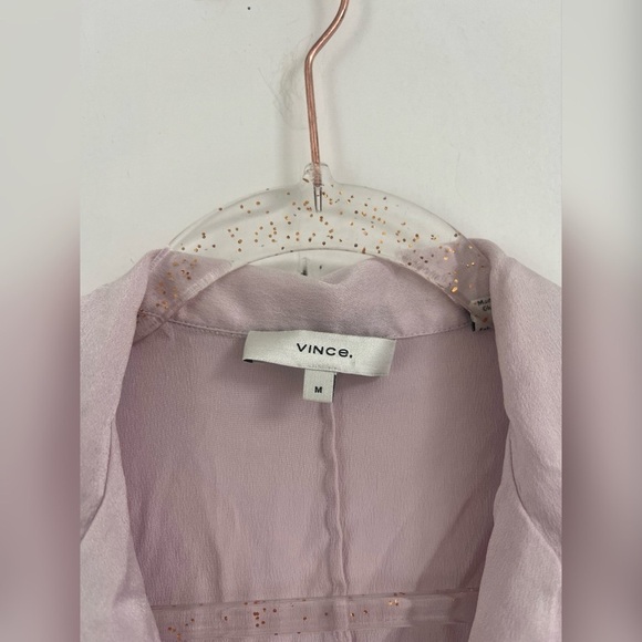 Vince Short Sleeve Satin Silk Pajama Top in Pale Iris Size M $295 - Picture 3 of 6